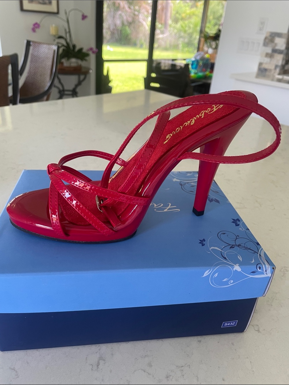 Women's Red Patent Strappy Stiletto Heel